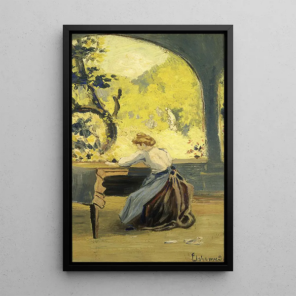 Veranda in Spring - Louis Michel Eilshemius — framed artwork on a wall
