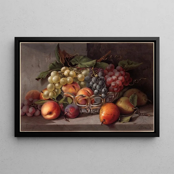 Autumn Fruits Painting - Louis Prang — framed artwork on a wall