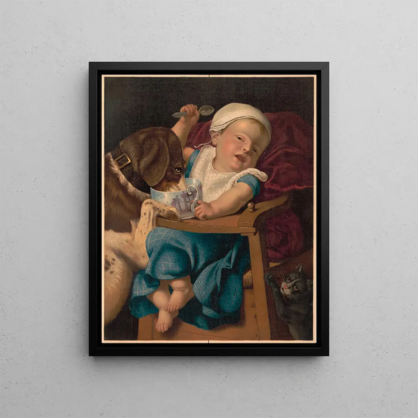 Baby in difficulty - Louis Prang — framed artwork on a wall
