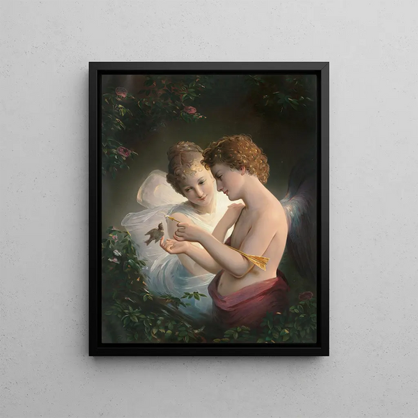 Cupid and Psyche - Louis Prang — framed artwork on a wall