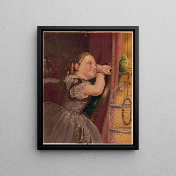 Our Pet Polly - Louis Prang — framed artwork on a wall