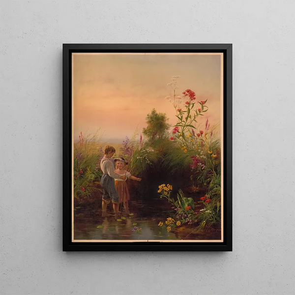Wildflower Meadow - Louis Prang — framed artwork on a wall