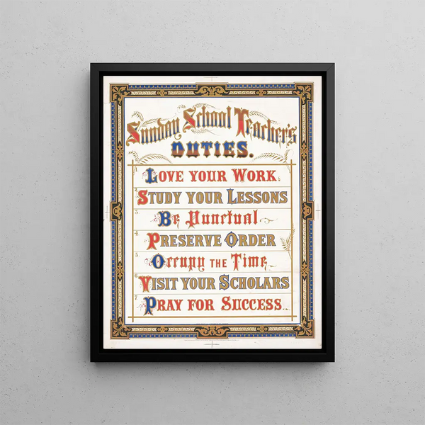 Functions of Sunday School Teachers - Louis Prang — framed artwork on a wall