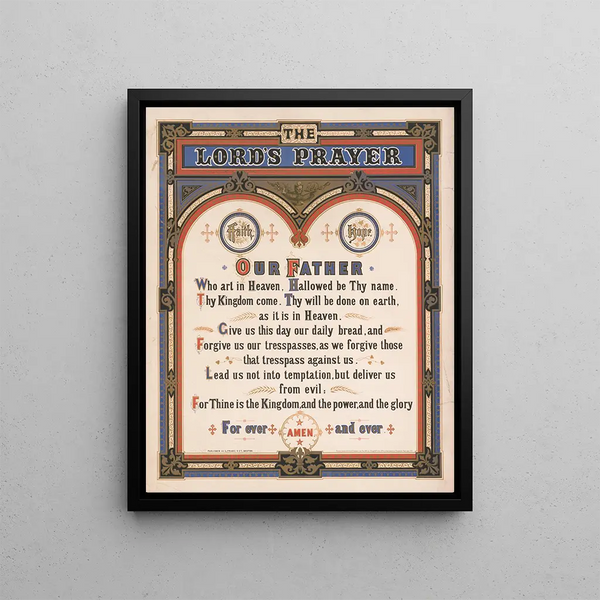 The Lord's Prayer - Louis Prang — framed artwork on a wall