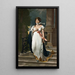 Woman descending a staircase - Louis Prang — framed artwork on a wall