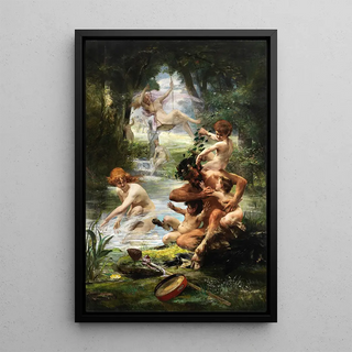 Un Satyre aux abois - Louis Priou — framed artwork on a wall