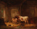 Cows and rabbits in the barn - Louis Reinhardt — artwork view