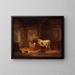 Cows and rabbits in the barn - Louis Reinhardt — framed artwork on a wall