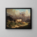 Bétail en haute montagne près de l'abreuvoir - Louis Reinhardt — framed artwork on a wall