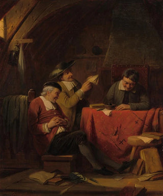 Louis Somers - Een interieur met een vrolijk gezelschap.webp