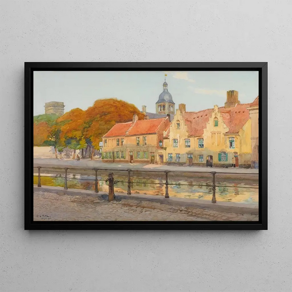 Quai à Bruges - Louis Titz — framed artwork on a wall
