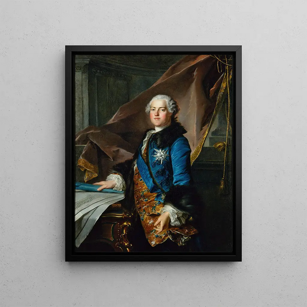 Portrait Painting of Abel Poisson, Marquis de Marigny - Louis Tocqué — framed artwork on a wall