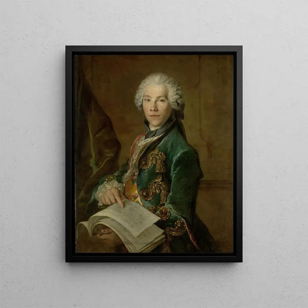 Portrait painting of Arnoldus van Rijneveld - Louis Tocqué — framed artwork on a wall