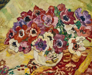 Bouquet d'animaux au vase oiseau sur fond jaune - Louis Valtat — artwork view