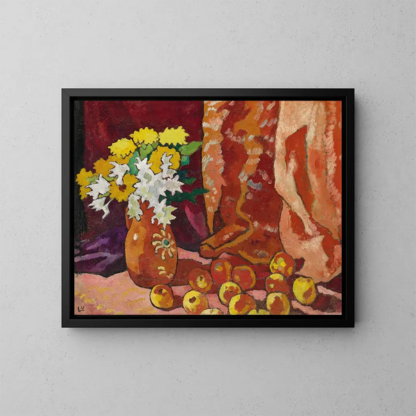 Bouquet de la cruche marron et aux pommes - Louis Valtat — framed artwork on a wall