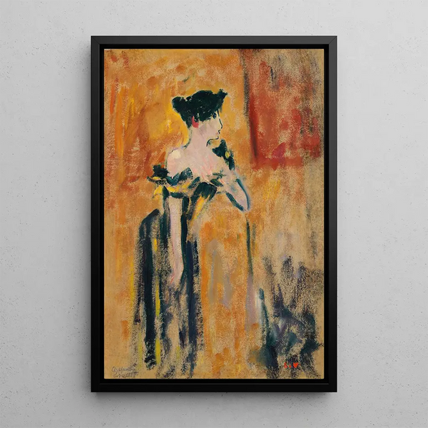 Brune à la robe noire et jaune - Louis Valtat — framed artwork on a wall