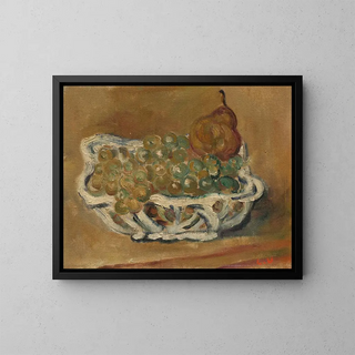 Basket in porcelain with grapes and pear - Louis Valtat — framed artwork on a wall