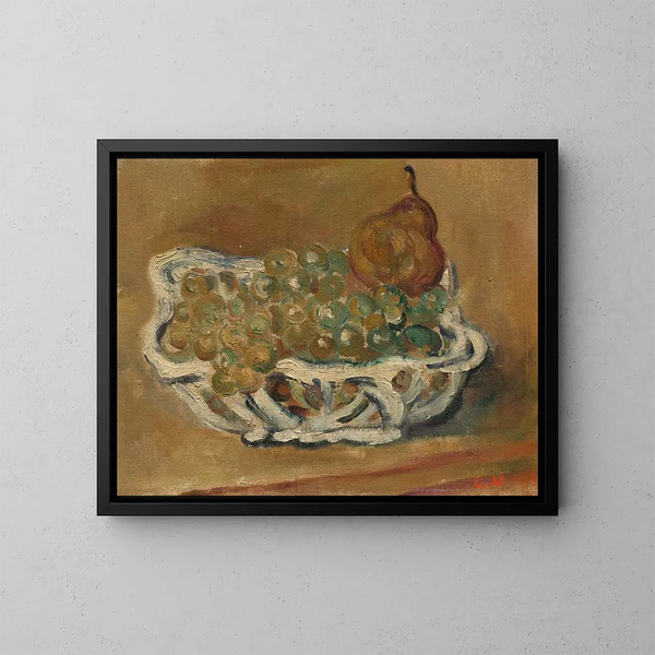 Basket in porcelain with grapes and pear - Louis Valtat — framed artwork on a wall