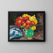 Green Jug Painting with Yellow and Red Water Lilies - Louis Valtat — framed artwork on a wall