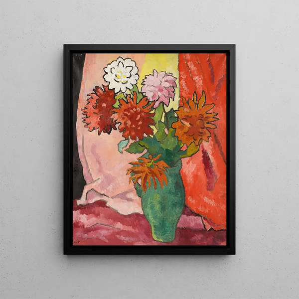 Dahlias cruche verte - Louis Valtat — framed artwork on a wall
