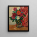 Dahlias, the glass jug in front of a red tapestry - Louis Valtat — framed artwork on a wall