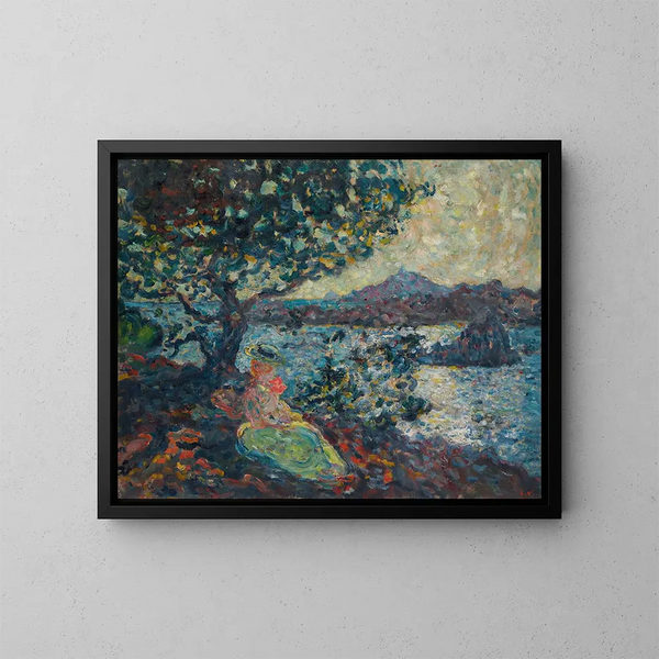 Woman sitting by the sea - Louis Valtat — framed artwork on a wall