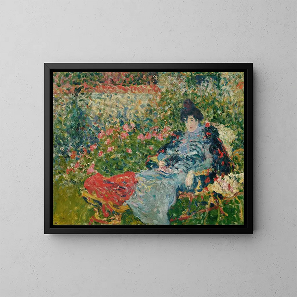 Gabrielle Valtat in the garden - Louis Valtat — framed artwork on a wall