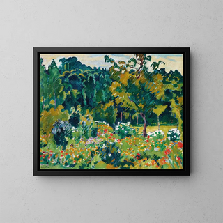 Garden with Flowers in Choisel - Louis Valtat — framed artwork on a wall