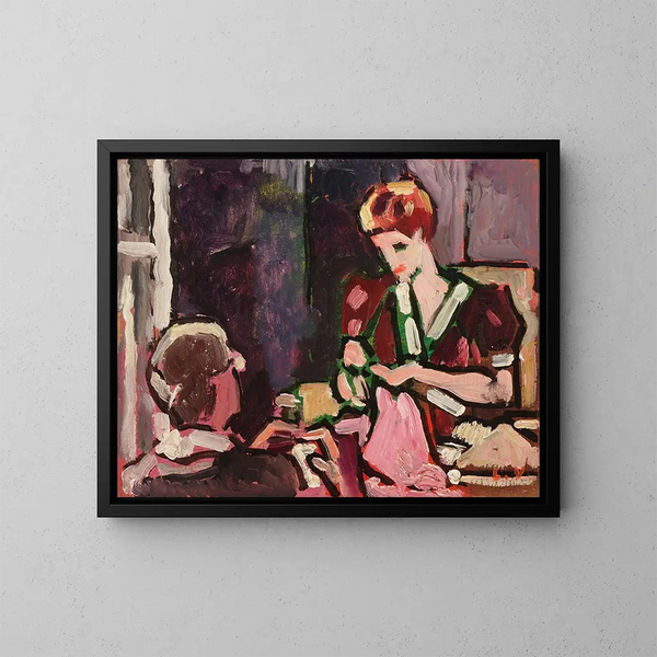 Young woman sewing - Louis Valtat — framed artwork on a wall