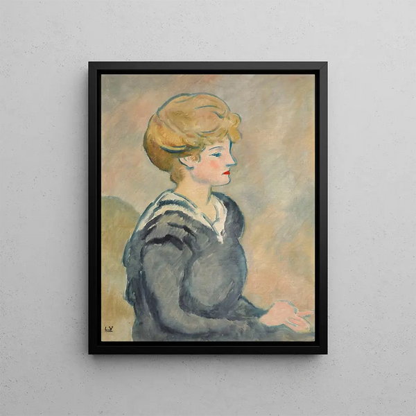 Young woman in a striped shirt - Louis Valtat — framed artwork on a wall
