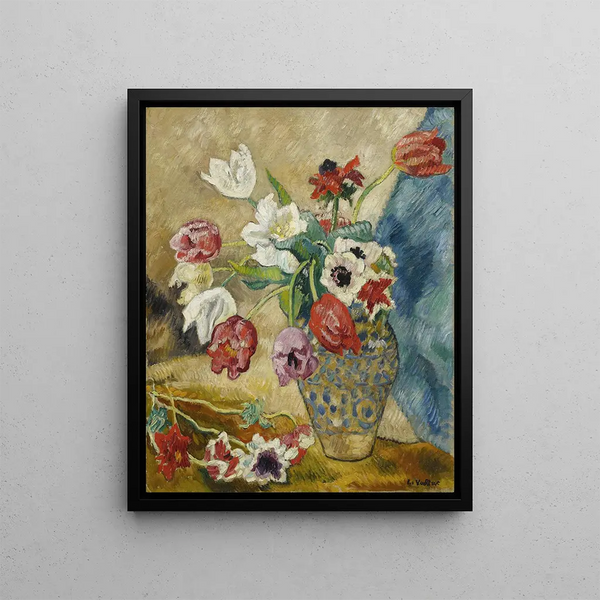 Tulips and Anemones Painting - Louis Valtat — framed artwork on a wall