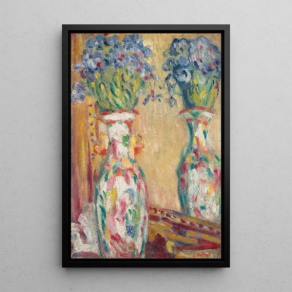 Vase with mirror - Louis Valtat — framed artwork on a wall