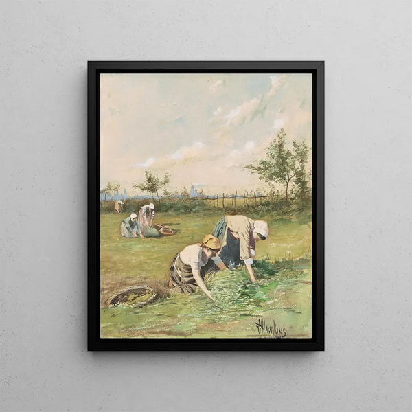 Glaneurs sur le terrain - Louis Welden Hawkins — framed artwork on a wall