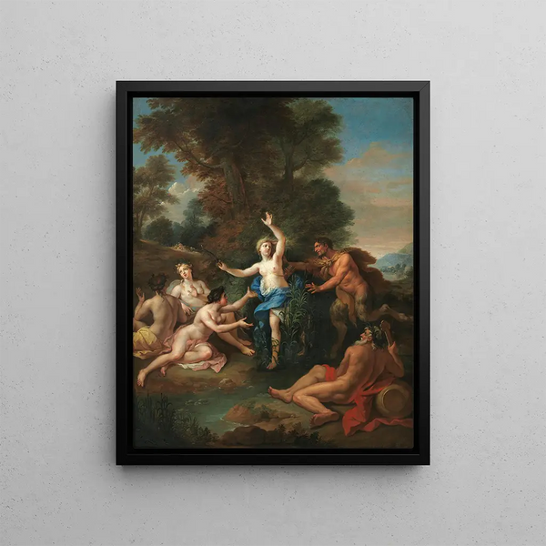 Pan and Syrinx - Louis de Boullogne the Younger — framed artwork on a wall
