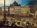 View of St. Peter's Square in Rome during the election of Pope Clement VIII in 1592 - Louis de Caulery — artwork view