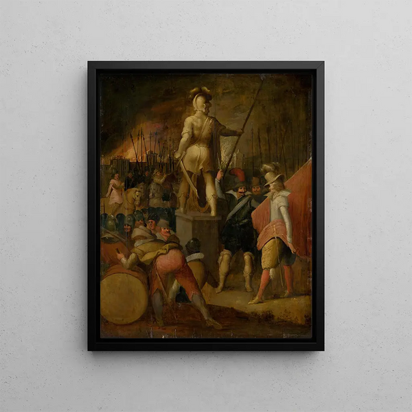 Military camp painting - Louis de Caullery — framed artwork on a wall