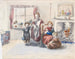 Four children in an interior with a kettle on an open fire - Louisa Taylor — artwork view