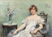 Young woman with a vase of flowers - Louise Abbema — artwork view