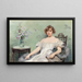 Young woman with a vase of flowers - Louise Abbema — framed artwork on a wall