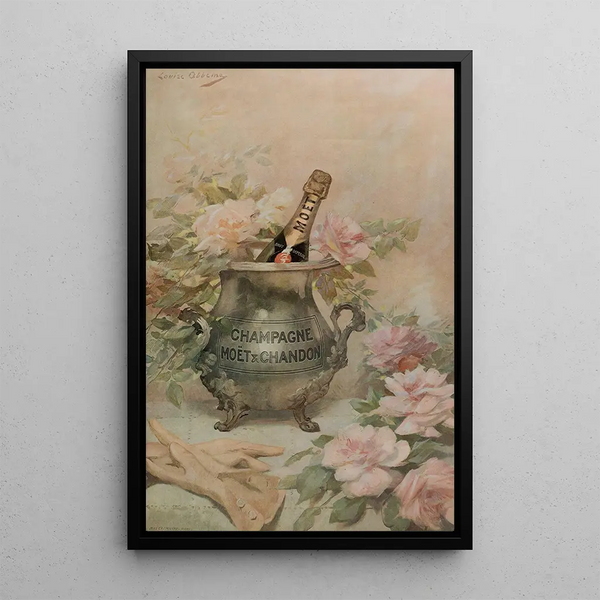 Advertising poster for Moët & Chandon - Louise Abbema — framed artwork on a wall