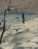 an Elegant Woman Said to Be Sarah Bernhardt During a Winter Walk - Louise Abbema — artwork view