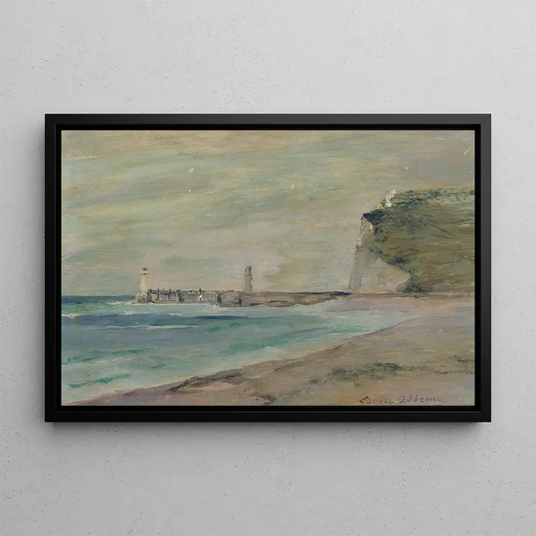 a beach landscape in Fécamp - Louise Abbema — framed artwork on a wall