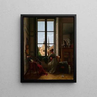 Louise Adone Drlling - Interior with Young Woman Tracing a Flower.webp