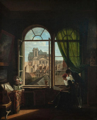 Louise Adone Drlling - Intrieur dartiste avec vue sur la faade de lglise de SaintEustache.webp