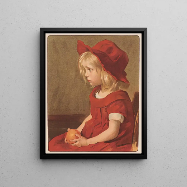 Little Girl with Orange - Louise Catherine Breslau — framed artwork on a wall