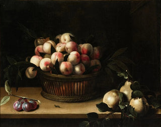 Peach basket with quinces and plums - Louise Moillon — artwork view