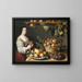 Nature morte avec des fruits et une jeune femme - Louise Moillon — framed artwork on a wall