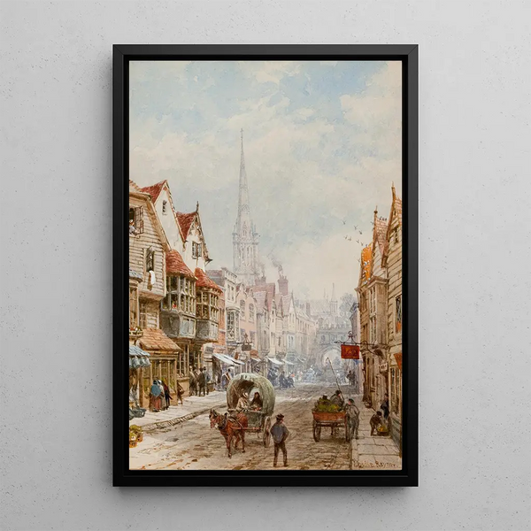 High Street Salisbury - Louise Rayner — framed artwork on a wall