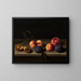 Peaches, apricots and plums on an entablature - Louyse Moillon — framed artwork on a wall