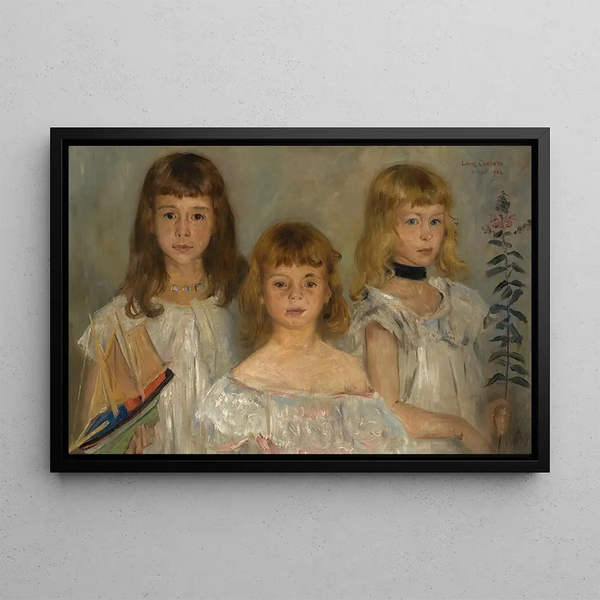 Three Little Girls - Lovis Corinth — framed artwork on a wall